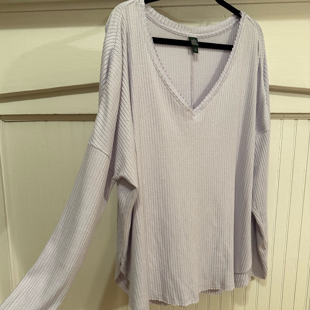 Wild Fable V-Neck Lavender Lightweight Ribbed Knit Oversized Sweater Size 1x